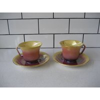 4Er Set Vintage Royal Winton Teetassen-Sets Ombre Lustreware Rose Zu Honig Made in England Tea For Two Regenbogen Porzellan Garten Teeparty Geschenk von 222nest