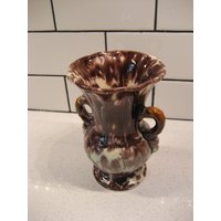 6 "Vintage Keramik Urne Meliert Tropfglasur Braun Meerschaum Grün Orange Knospe Vase Geprägt Made in Germany Schreibtisch Stifthalter Retro von 222nest