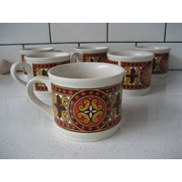 6Er Set Vintage Sadler Kaffeetassen Retro Design Throwback-Farben England Gesprenkelt Steinzeug Die 70Er Jahre Zeigen Stil Geschenk Boho Groovy Weit von 222nest