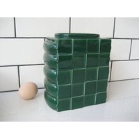 7 "Vintage Beswick Pottery Vase Peacock Green Erhöhte Gewebte Vorder - Und Rückseite Bubbled Seiten No. 189 Made in England Tolles Retro Mod von 222nest