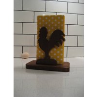 7 "Vintage Massivholz Krähender Hahn Serviettenhalter Hinterhof Huhn Silhouette Handgefertigter Gut Gemachter Retro von 222nest