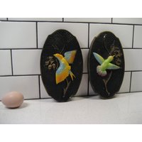 8, 5 "Paar Vintage Schwalbe 1970 Kolibri 1969 Chalkware Gips Von Paris Miller Studio Inc Retro-Vogelliebhaber Geschenk Galeriewand Texturgeschenk von 222nest