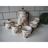 8Er Set Vintage Coffee Time Handbemalte Topf Zuckerdose Milchkännchen Midcentury Japan Retro Küche Urban Rustikal Bauernhaus Kitsch Geschenk 8Er Set Vintage Coffee Time Handbemalte Topf Zuckerdose Milchkännchen Midcentury Japan Retro Küche Urban Rustikal Bauernhaus Kitsch Geschenk von 222nest