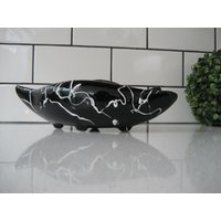 9, 5 "Vintage Beauceware 1168 Keramik Tiefgrün Glasierte Drip Splatter Midcentury Retro-Übertopf Interessante Form Indoor Boho-Füßigkeit von 222nest