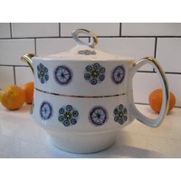 9 "Vintage Gibsons Hostess England Teekanne Retro Geometrien Atomic Space Age Form Massivgold Auslauf Deckel Griff Äquator Linie The Jetsons Geschenk von 222nest