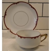 Antikes Feines Porzellan Teetasse Untertassen-Set Jhr Alice Bavaria Handbemalt Merlot Heavy Gold Vergoldet Tropfeffekt Ausgefallene Teeparty Mit von 222nest