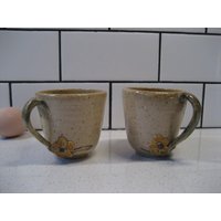 Paar 4 "Vintage Studio Keramik Tassen Blatt Griffe Geprägte Blumen Wabi-Sabi Form Artisan Kaffee Herbst Wald Launisch Geschenk Paar 4 "Vintage Studio Keramik Tassen Blatt Griffe Geprägte Blumen Wabi-Sabi Form Artisan Kaffee Herbst Wald Launisch Geschenk von 222nest