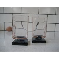 "Paar 4 "Weinlese-Quadratisch Wassermelone Rosa Glas Aubergine Lila Sockel Einzigartige Handwerker Schöne Glaskunst Paare Geschenk Strand Terrasse "Paar 4 "Weinlese-Quadratisch Wassermelone Rosa Glas Aubergine Lila Sockel Einzigartige Handwerker Schöne Glaskunst Paare Geschenk Strand Terrasse von 222nest