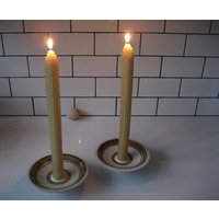 "Paar 6 "Vintage Handgemachte Studio Signierte Keramik Kerzenhalter Retro-Dekor Golden Braun Glasiert Rad Geworfen Rustikal Naturalist Boho von 222nest