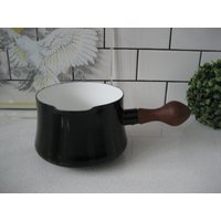 Vintage Emaillierter Stahl Dansk Designs Kobenstyle Frankreich Llob Stielkasserolle Jens Quistgaard Retro Scandi Mod Massiver Teakholzgriff Bäcker von 222nest