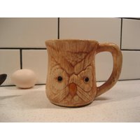 Vintage Handgemachte 3D Eule Becher Glasierte Keramik Geprägtes Gesicht Haben Sie Einen Schönen Tag Herz Doppelseitiges Retro Handgesponnenes von 222nest