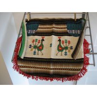 Vintage Handgemachte Gewebte Halbe Schürze Südamerika Vögel Naturforscher Boho Chic Fransen Wandbehang Eier Sammeln Bunte Bauernhofarbeiten von 222nest