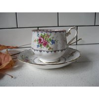 Vintage Royal Albert Porzellan Teetasse Set Petit Point Chintz Muster 778676 Goldvergoldung Made in England Retro Duschgeschenk Garten Teeparty von 222nest