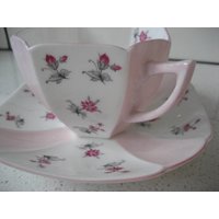 Vintage Shelley Teetasse Untertassen-Set Rosa Blütenknospen Queen Anne Stil Blasser Charme Made in England Passende Backstamps Retro-Duschegeschenk von 222nest