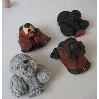 Wahl 5 "Vintage Entzückender Bossons Hundeköpfe Grauer Pudel Schwarzer Rehkitz Boxer Basset Hound England Sweet 1968 Retro Haustier Hund Figur von 222nest
