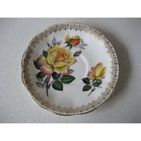Wahl Vintage Englisch Ersatz Untertasse Royal Standard Gelb Cabbage Rosen Pink Paragon Stuart Polka Dots Gold Ring Teller Wanddekor von 222nest