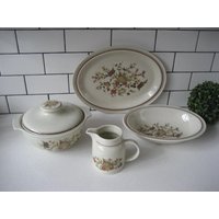 Wahl Vintage Royal Doulton Lambethware Gaiety Muster Steinzeug Große Platte Krug Überdachte Auflaufform Ovale Servierschale Familienessen von 222nest