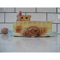 xl Schwerer Vintage Steamboat Blumentopf Übertopf Muted Pastells Babyparty Badperlen Midcentury Riverboat Fantasy Retro Geschenk von 222nest
