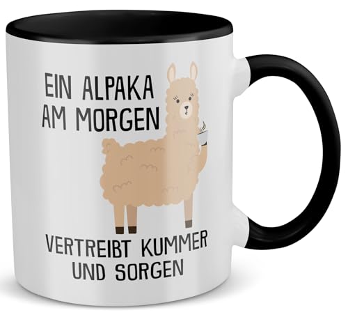 22Feels Alpaka Tasse mit Spruch Tier Büro Geschenk für Frauen und Männer Deko Kollege Kaffeetasse (Zweifarbig Weiss-Schwarz) von 22Feels