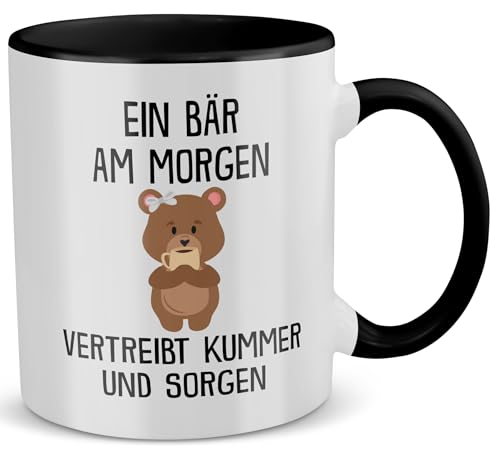 22Feels Bär Tasse mit Spruch Braunbär Tier Büro Geschenk für Frauen und Männer Deko Kollege Kaffeetasse (Zweifarbig Weiss-Schwarz) von 22Feels