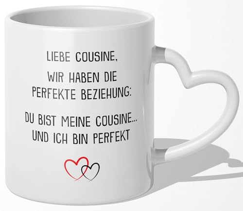 22Feels Beste Cousine Geschenk Tasse Geburtstag Weihnachten Frau Mädchen, Du Wirst, Beste, Ankündigung (Herzhenkel Weiss) von 22Feels