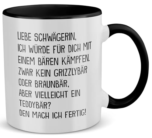 22Feels Beste Schwägerin Geschenk Hochzeit Idee Frauen Tasse mit Spruch für Schwester des Bräutigams der Braut Ehefrau des Bruder (Zweifarbig Weiss-Schwarz) von 22Feels