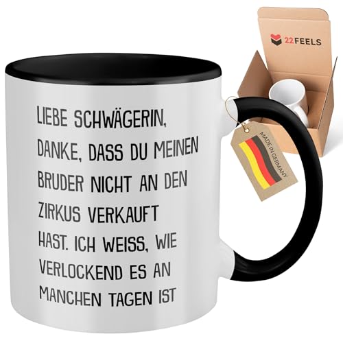 22Feels Beste Schwägerin Geschenk zur Hochzeit, Tasse mit Spruch Schwester der Braut des Bräutigams oder Ehemann des Bruders, Kaffeetasse für Frauen (Zweifarbig Weiss-Schwarz) von 22Feels