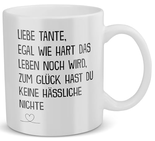 22Feels Beste Tante Geschenk von Nichte zum Geburtstag, Kaffeetasse für Frauen, Weihnachten, Tasse Haferl mit Spruch Egal Wie Hart von 22Feels