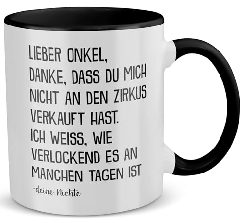 22Feels Bester Onkel Geschenk von Nichte zum Geburtstag, Kaffeetasse für Männer, Weihnachten, Tasse (Zweifarbig Weiss-Schwarz) von 22Feels