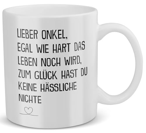 22Feels Bester Onkel Geschenk von Nichte zum Geburtstag, Kaffeetasse für Männer, Weihnachten, Tasse Haferl mit Spruch Egal Wie Hart von 22Feels