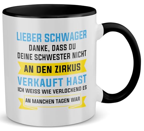 22Feels Bester Schwager Geschenk zur Hochzeit, Tasse -Deine Schwester- Spruch Bruder der Braut des Bräutigams Ehemann Schwester, Kaffeetasse für Männer (Zweifarbig Weiss-Schwarz) von 22Feels