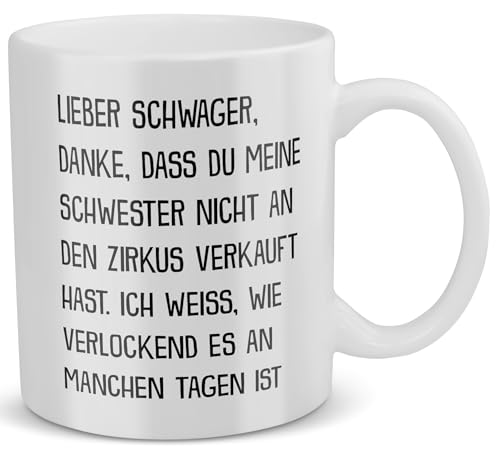 22Feels Bester Schwager Tasse mit Spruch Zirkus Geschenk für Schwester und Mann Lieblings Geburtstag Weihnachten Idee von 22Feels