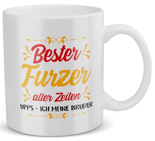 22Feels Bruder Geschenk Geschwister Tasse zum Geburtstag Weihnachten, Männer Jungs Idee, Kaffeetasse mit Spruch, Bruderherz Haferl, Bester F Aller Zeiten von 22Feels