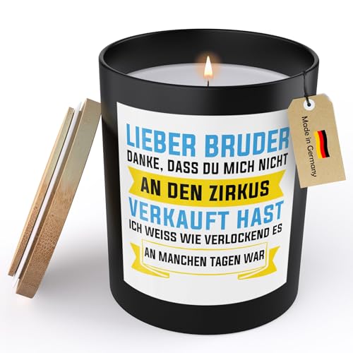 22Feels Bruder Geschenk Spruchkerze "Danke Dass Du Mich Nicht" Sojawachs Kerze im Glas Männer Geschwister Geburtstag Weihnachten Handgemacht mit Spruch Duft Deko Vegan Nachhaltig - ZITRUS von 22Feels