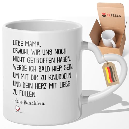 22Feels Du Wirst Mama Tasse Werdende Mama Geschenk Schwangerschaft Verkünden Frau Bald Mutter To Be - Obwohl Wir (Herzhenkel Weiss) von 22Feels