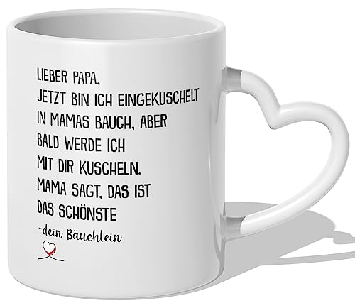 22Feels Du Wirst Papa Tasse Werdender Papa Geschenk Schwangerschaft Verkünden Mann Bald Vater To Be - Jetzt Bin Ich (Herzhenkel Weiss) von 22Feels