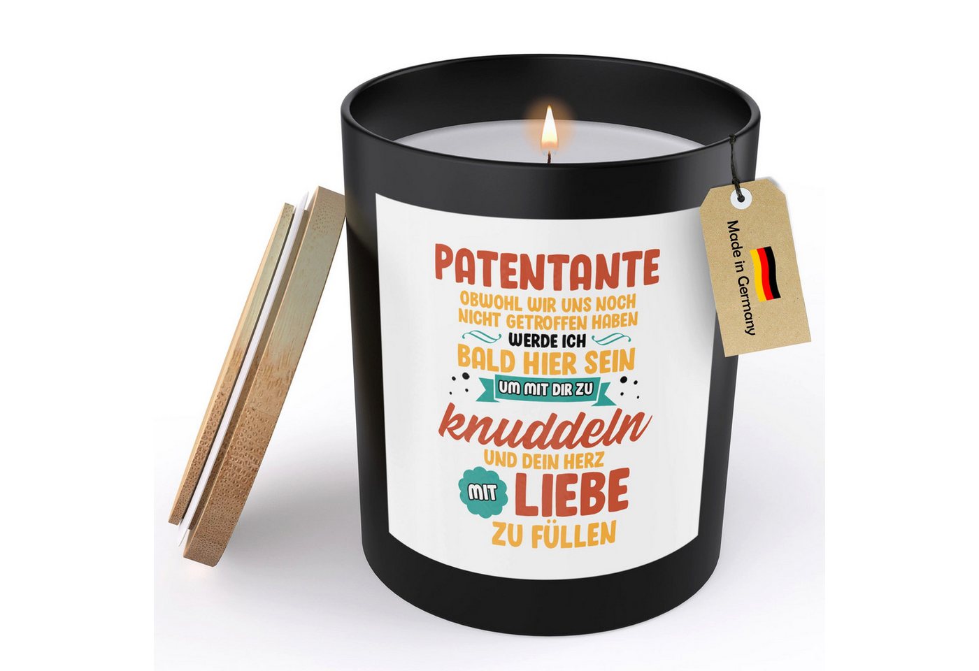 22Feels Duftkerze Deko Du Wirst Patentante Schwangerschaft Geschenk Frauen Damen Spruch, MADE IN GERMANY, Europäisches Sojawachs, Handgegossen 22Feels Duftkerze Deko Du Wirst Patentante Schwangerschaft Geschenk Frauen Damen Spruch, MADE IN GERMANY, Europäisches Sojawachs, Handgegossen von 22Feels