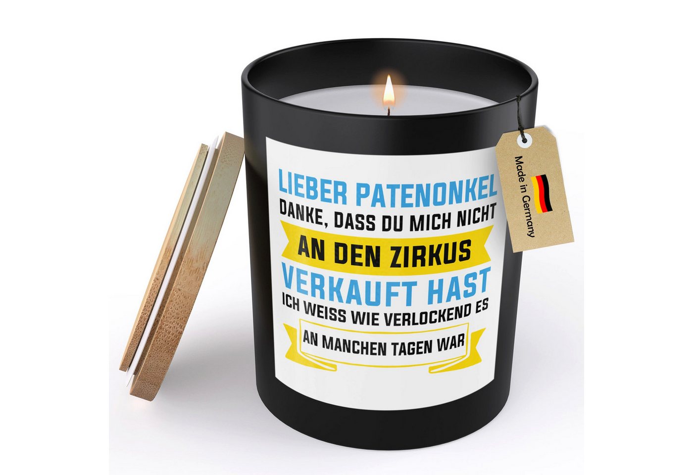 22Feels Duftkerze Deko Patenonkel Geschenk Pate Taufpate Geburststag Weihnachten Männer, MADE IN GERMANY, Europäisches Sojawachs, Handgegossen von 22Feels