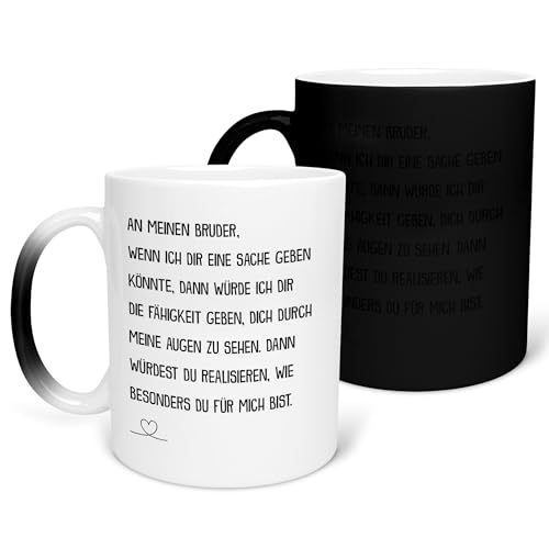 22Feels Farbwechsel Zauber-Tasse - Bruder Geschenk Geburtstag Kleine Grosse Geschwister Weihnachten, Big Lil Bro, Männer Jungs Idee, Kaffeetasse Spruch, Bruderherz Haferl von 22Feels