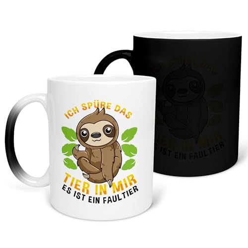 22Feels Farbwechsel Zauber-Tasse - Faultier Spruch Tier Büro Geschenk für Frauen und Männer Deko Kollege Wichteln Secret Santa Kaffeetasse Haferl von 22Feels