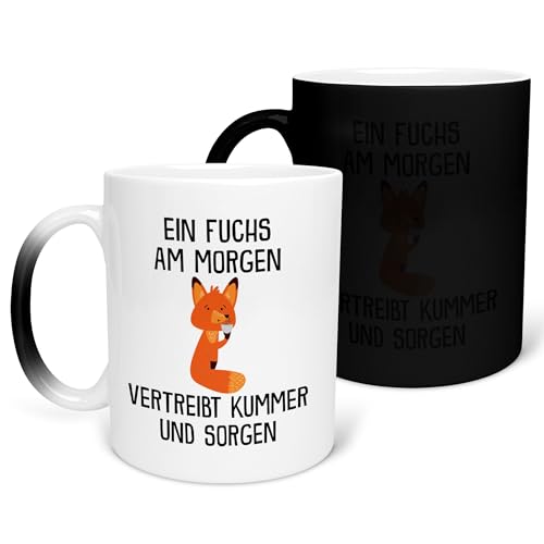 22Feels Farbwechsel Zauber-Tasse - Fuchs Spruch Tier Büro Geschenk für Frauen und Männer Deko Kollege Wichteln Secret Santa Geburtstag Weihnachten Kaffeetasse Haferl von 22Feels