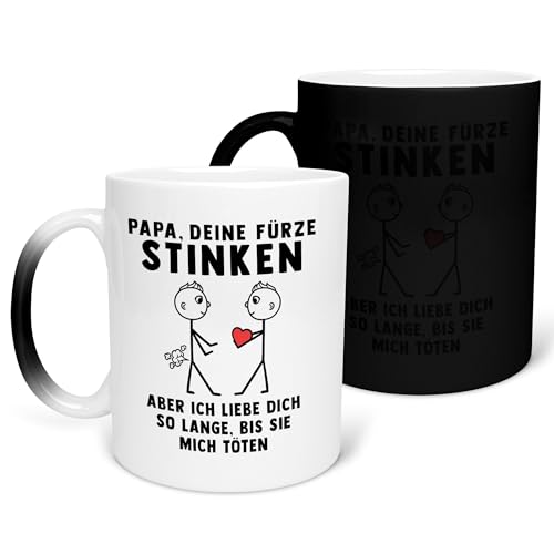 22Feels Farbwechsel Zauber-Tasse - Papa Geschenk von Sohn, Deine Fürze Stinken, Vater Geburtstag Vatertag Weihnachten Papi Idee Haferl Kaffeetasse Männer von 22Feels