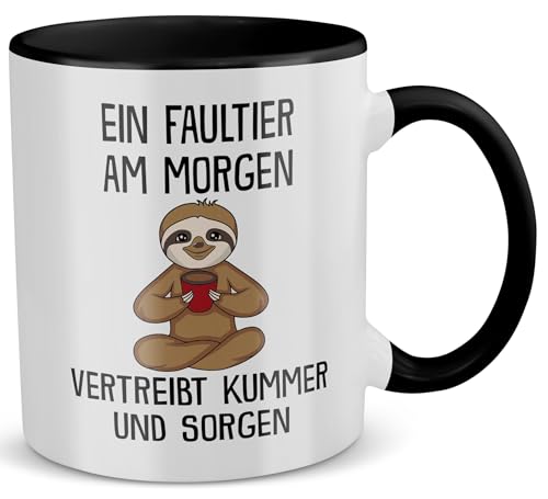 22Feels Faultier Tasse mit Spruch Tier Büro Geschenk für Frauen und Männer Deko Kollege Kaffeetasse (Zweifarbig Weiss-Schwarz) von 22Feels