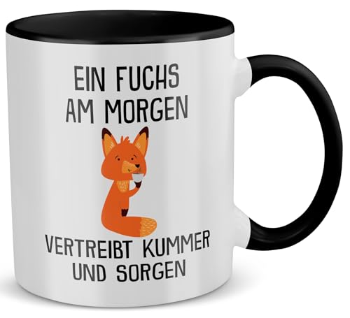 22Feels Fuchs Tasse mit Spruch Wald Tier Büro Förster Geschenk für Frauen und Männer Deko Kollege Kaffeetasse (Zweifarbig Weiss-Schwarz) von 22Feels