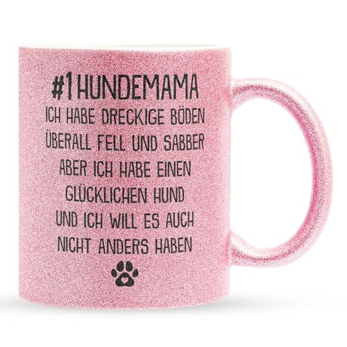 22Feels Glitzertasse Pink - Hundemama Geschenk Frauchen's Trinknapf Dog Mom Geschenk Frauen Hundeliebe Welpen Hundemutter Kaffetasse Haferl - Ein Hund von 22Feels