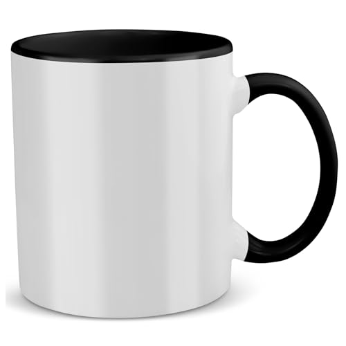 22Feels Hochwertige Sublimationstassen mit Orca-Beschichtung Blanko Sublimation, 325ml (11oz), Spülmaschinenfest, Werbetassen Weiss und Mehrfarbig (Weiss-Schwarz,1 Stück) von 22Feels