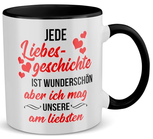 22Feels Jahrestag Geschenk für Frauen und Männer, Ihn Sie, Pärchen Paar Tasse, Beziehung, Valentinstag, Hochzeitstag, Freund Freundin, Ehemann Ehefrau Spruch (Zweifarbig Weiss-Schwarz) von 22Feels