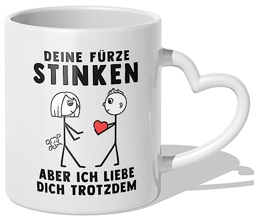 22Feels Jahrestag Geschenk für Sie Freundin Tasse Beziehung Ehefrau Frauen Valentinstag Spruch Hochzeitstag Verlobte - Trotzdem (Herzhenkel Weiss) von 22Feels