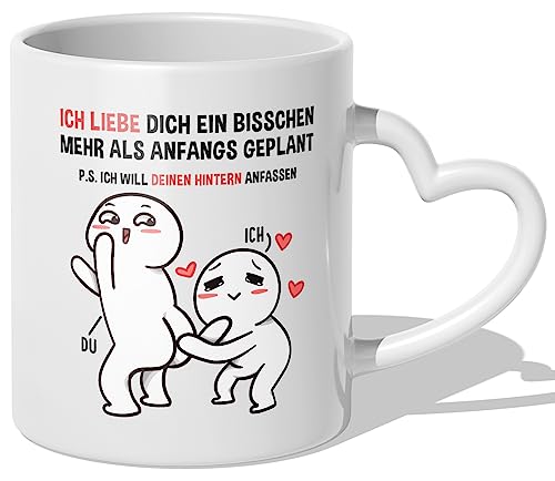 22Feels Jahrestag Geschenk für Sie und Ihn Freundin Tasse Beziehung Lustig Liebesbeweis Freund Mann Frau Valentinstag Spruch Hochzeitstag Verlobung 1 Jahr 2 Jahre (Herzhenkel Weiss) von 22Feels