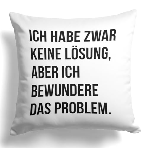 22Feels Lustiges Kissen Deko mit Humor Witziger Spruch Trend Geschenk für Frauen und Männer Geburtstag Weihnachten Beste Freundin (Weiss, Quadratisch, 40x40cm) von 22Feels